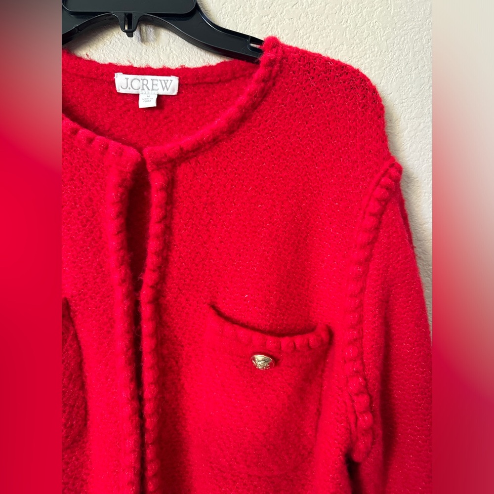 J.Crew • M • Odette Sweater Lady Jacket • Merino Wool, Alpaca, Acrylic• RED - Picture 6 of 11